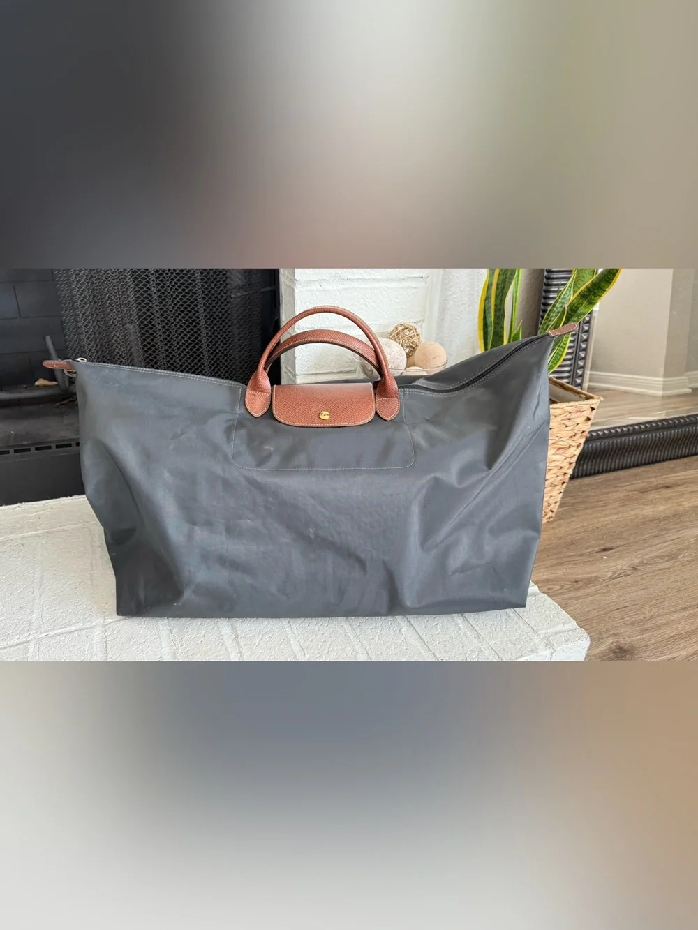 Longchamp Le Pliage XL Travel Bag Gunmetal Gray Weekender Carry-On